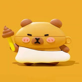 Silicone AirPods Case - Amber 3″ Capybara Design - Cute and Funny